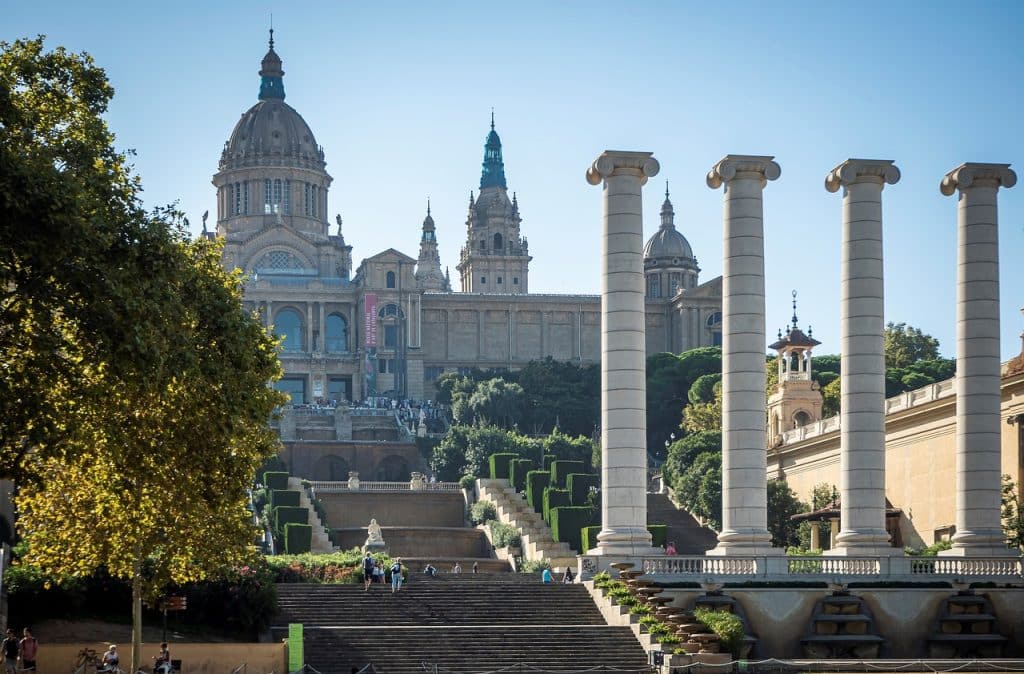 The National Museum of Art of Catalonia (MNAC) in Barcelona, showcasing its beautiful architecture and panoramic views of the city.