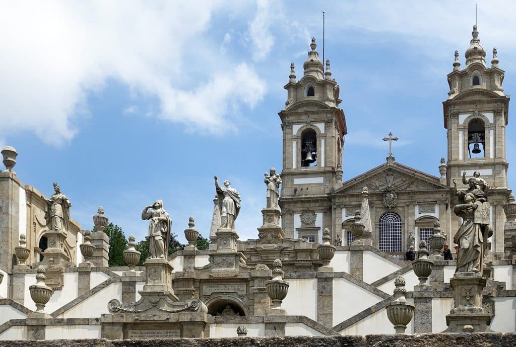 Sanctuary of Our Lady of Sameiro in Braga, Portugal, featuring its grand basilica and panoramic views, a significant Marian pilgrimage site and architectural landmark.