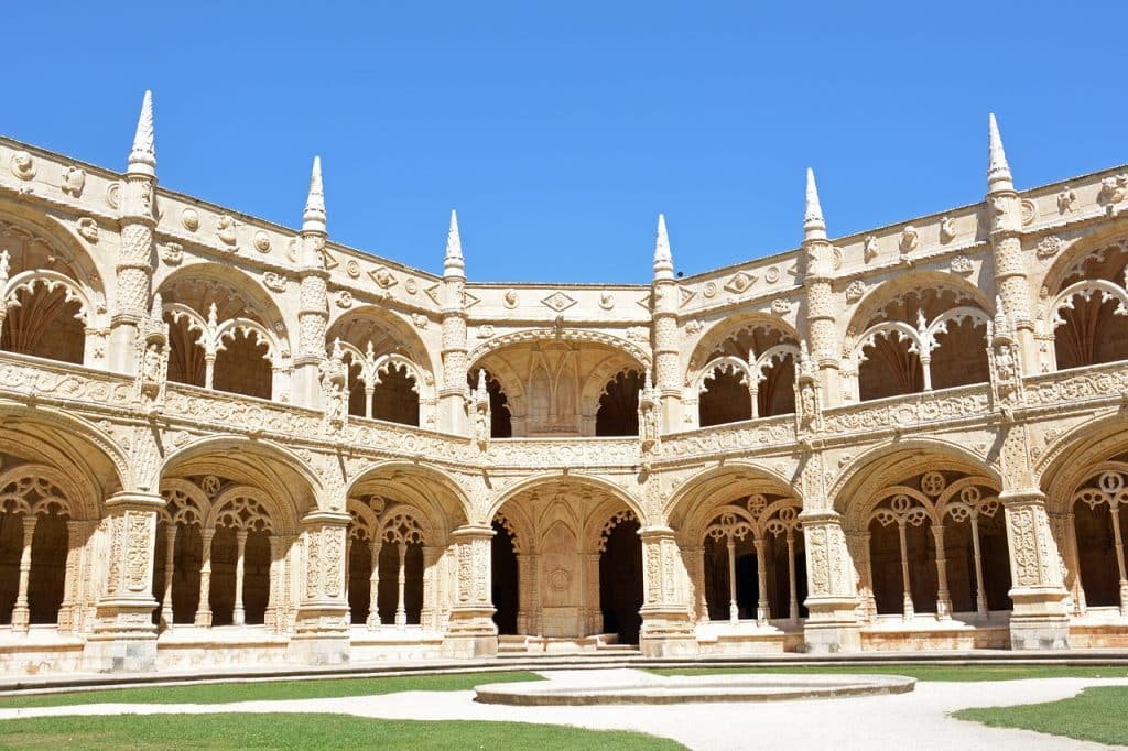 The historic Jerónimos Monastery in Lisbon, Portugal, showcasing stunning Manueline architecture and rich maritime history.