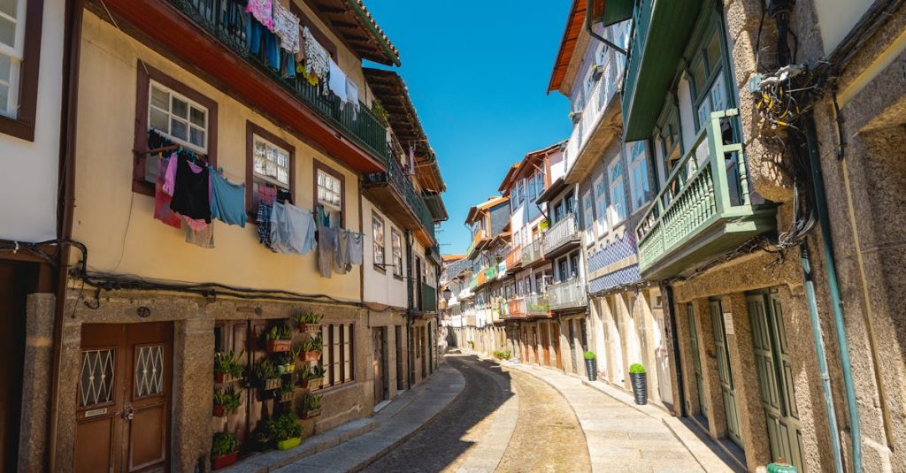 Residential apartment buildings in Braga, Portugal, showcasing typical housing options and rental costs.