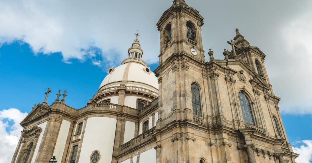 Stunning view of the Sanctuary of Our Lady of Sameiro, a historic religious site in Braga, Portugal, showcasing its architectural beauty and cultural significance.