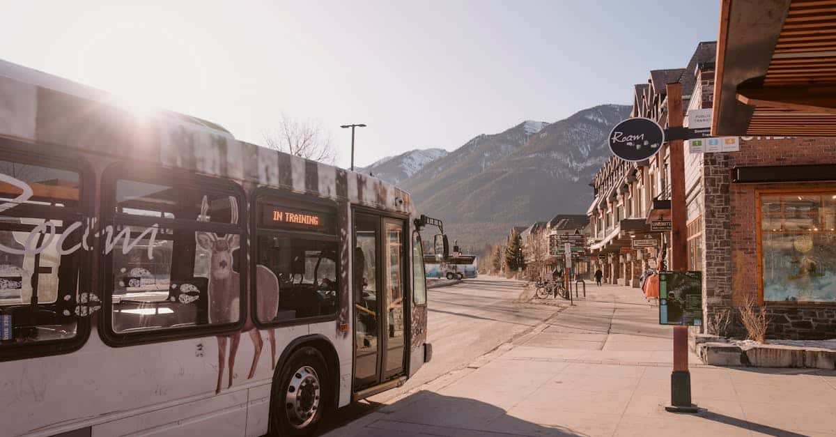 A bus traveling through Cantoria, Andalusia, Spain, highlighting regional transportation options in rural Spain.
