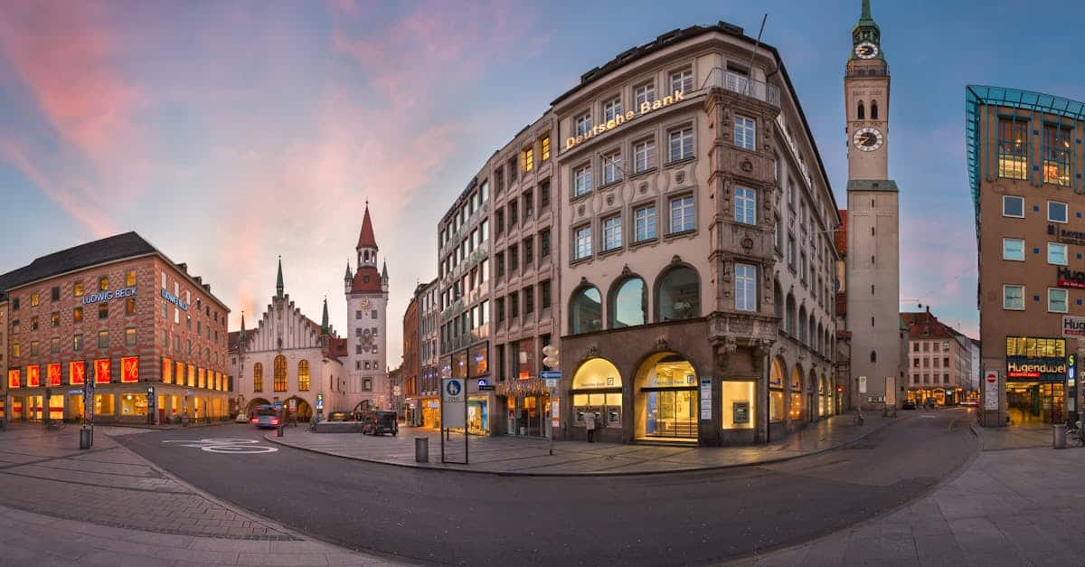 Deutsche Bank branch in Berlin, representing banking requirements and account options for expats in Germany.