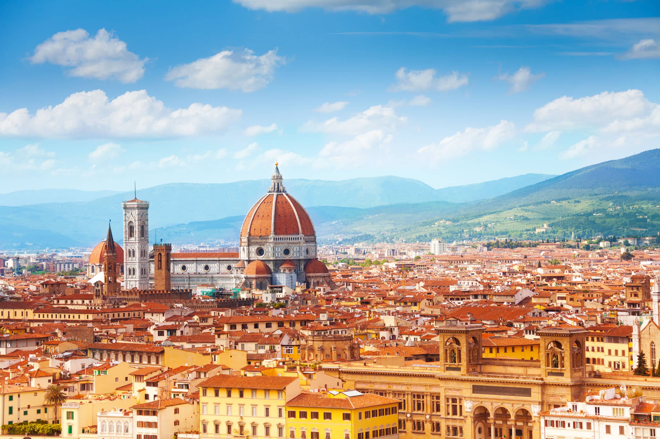 Florence Skyline – Ponte Vecchio and Duomo at Sunset.